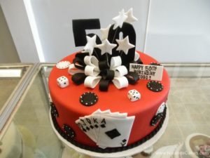 262, 50th birthday, fiftieth birthday, poker, cards, dice, poker chips, star, stars, ribbon, bow, bows, black, white, red